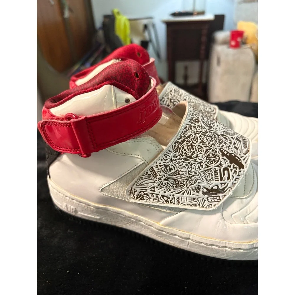 Jordan AJF 20 Kids White Red Black Laser Strap High Top Sneakers 332124-161